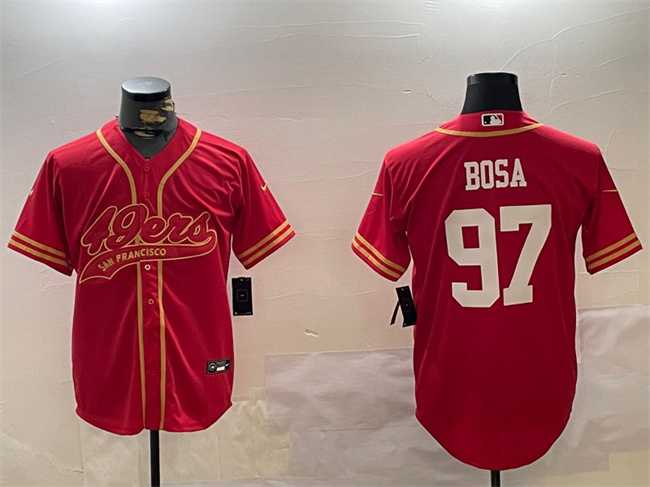 Men%27s San Francisco 49ers #97 Nick Bosa Red Cool Base Stitched Baseball Jersey->san francisco 49ers->NFL Jersey